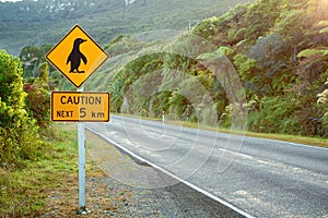 Caution penguin sign