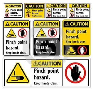 Caution Pinch Point Hazard,Keep Hands Clear Symbol Sign Isolate on White Background,Vector Illustration