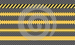 Caution signs and police tape - vector. photo