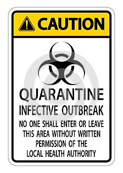 Caution Quarantine Infective Outbreak Sign Isolate on transparent Background,Vector Illustration