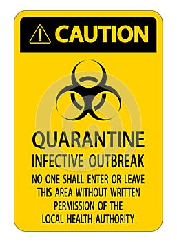 Caution Quarantine Infective Outbreak Sign Isolate on transparent Background,Vector Illustration