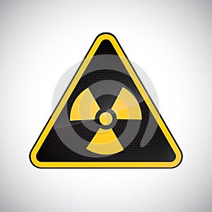 Caution radiation hazard sign. Black yellow carbon warning radiation hazard sign on white background. Design protection icon,