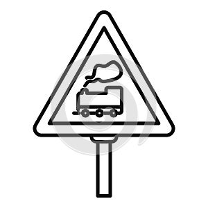 Caution railway road sign icon outline vector. Crossin barrier