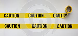 Caution Safety Barricade Tape, Indoor or Outdoor Black on Yellow Background