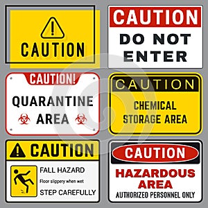 Caution. Safety Blank Labels with Ability to Replace Text You Need. Various Embodiments Safety Banners photo