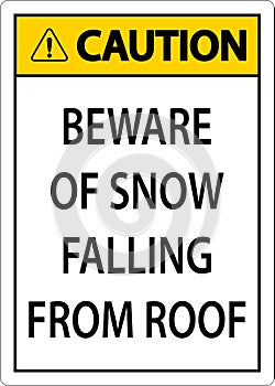 Caution Sign Beware Of Snow Falling From Roof