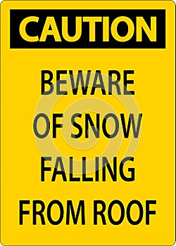 Caution Sign Beware Of Snow Falling From Roof