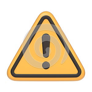 Caution sign with a black exclamation mark inside a yellow triangle isolated on white background