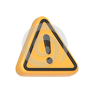 Caution sign with a black exclamation mark inside a yellow triangle isolated on white background