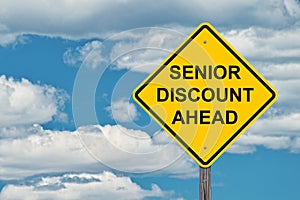 Caution Sign Blue Sky - Senior Discounts Ahead