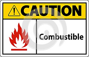 Caution Sign Combustible On White Background