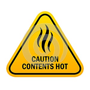 Caution sign contents hot