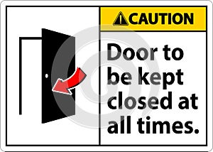 Caution Sign, Door To Be Kept Closed At All Times