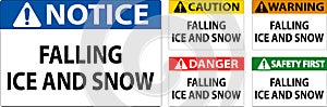 Caution Sign Falling Ice And Snow