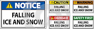 Caution Sign Falling Ice And Snow