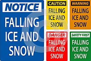 Caution Sign Falling Ice And Snow