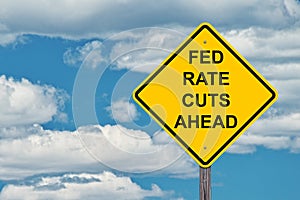 Caution Sign - Fed Rate Cuts Ahead photo