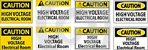 Caution Sign High Voltage - Electrical Room