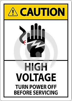 Caution Sign High Voltage - Turn Power Off Before Servicing