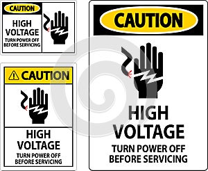 Caution Sign High Voltage - Turn Power Off Before Servicing