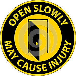 Caution Sign, Open Slowly, May Cause Injury