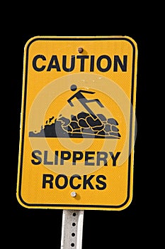 Caution Sign for Slippery Rocks