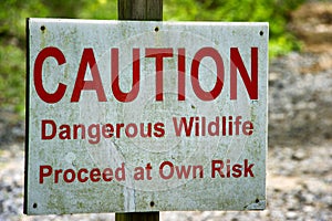 Caution Sign to Hikers in Laural Run Park Tennessee