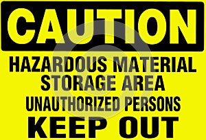 Caution Sign, warning of hazardoud materials.