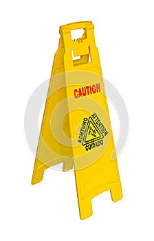 Caution sign warning of wet floor