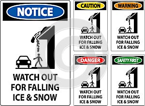 Caution Sign Watch Out For Falling Ice And Snow