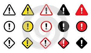 Caution signs. Danger, warning sign, attention sign. Danger icon, warning icon, attention icon.