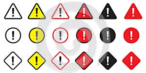 Caution signs. Danger, warning sign, attention sign. Danger icon, warning icon, attention icon.