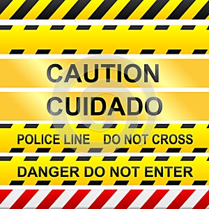 Caution signs and police tape - vector