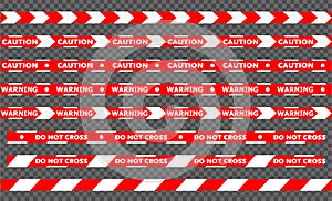 Caution signs and police tape - vector. photo