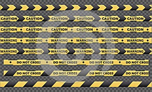 Caution signs and police tape - vector. photo