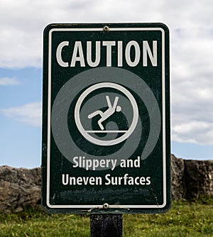 Caution Slippery and Uneven Surfaces Sign