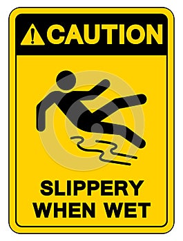 Caution Slippery When Wet Symbol Sign,Vector Illustration, Isolate On White Background Label. EPS10