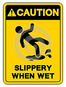 Caution Slippery When Wet Symbol Sign,Vector Illustration, Isolate On White Background Label. EPS10