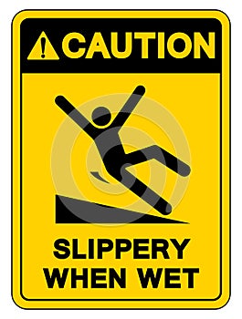 Caution Slippery When Wet Symbol Sign,Vector Illustration, Isolate On White Background Label. EPS10