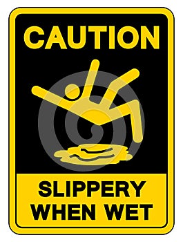 Caution Slippery When Wet Symbol Sign,Vector Illustration, Isolate On White Background Label. EPS10