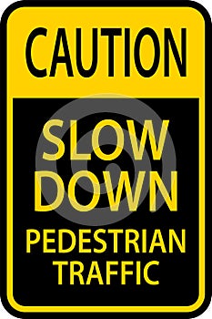 Caution Slow Down Pedestrian Traffic Sign On White Background