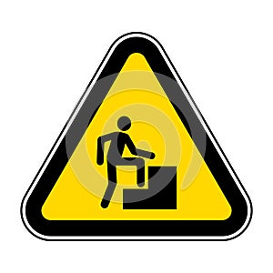 Caution Step Up Sign On White Background