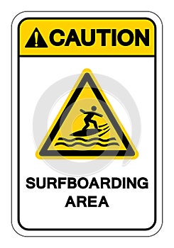 Caution Surfboarding Area Symbol Sign, Vector Illustration, Isolate On White Background Label. EPS10