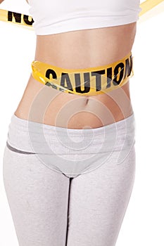 Caution tape on belly