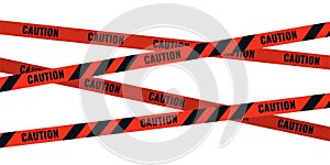 Caution tape. Caution red warning lines isolated on white
