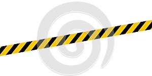 Caution tape line isolated on white for banner background, tape yellow black stripe pattern, ribbon tape sign for comfort safety
