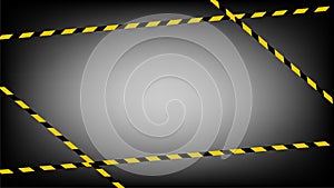 Caution tape line, tape yellow black stripe pattern on dark black for background, warning space with ribbon tape sign for comfort