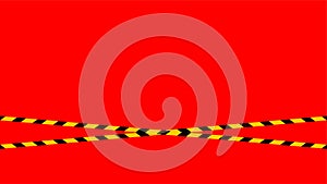 Caution tape line, tape yellow black stripe pattern on red for background, warning space with ribbon tape sign for comfort safety