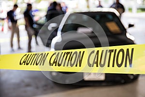 caution tape protect vehicle in crime scene investigation training course