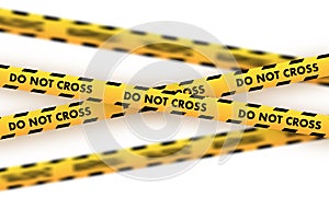 Caution tape vector illustration showing multiple DO NOT CROSS warning strips, ideal for safety, crime scene, and